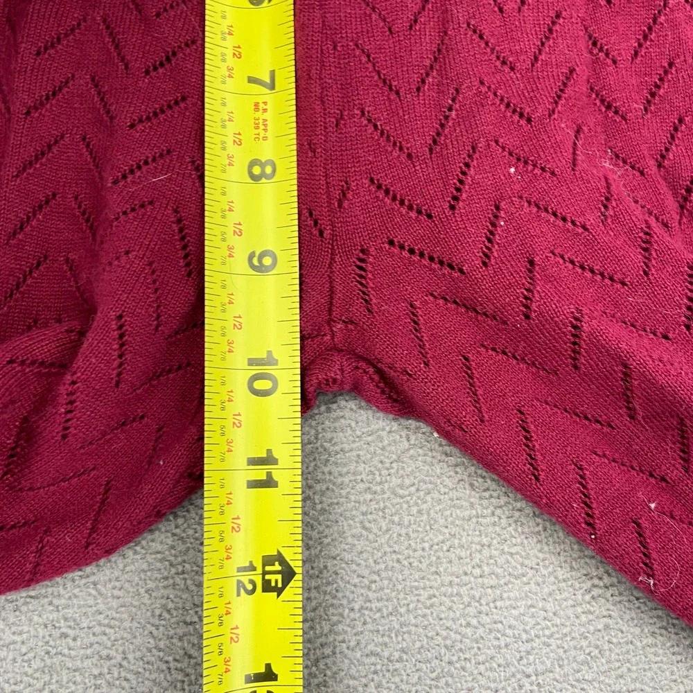 Forever 21 Burgundy Knit Flare Pants Chevron Pointelle Bell Bottoms Womens‎ Med